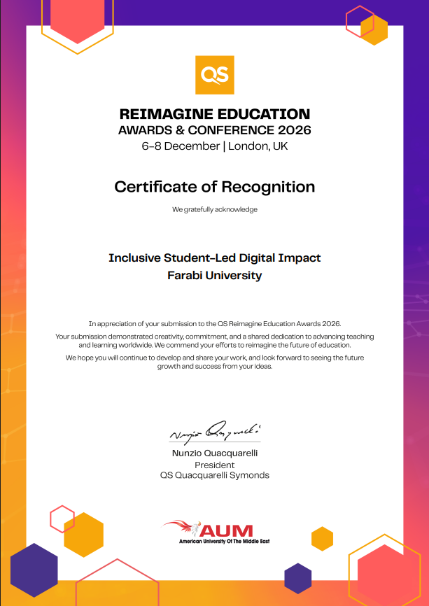 Farabi University Project Recognized by QS Reimagine Education Awards 2026